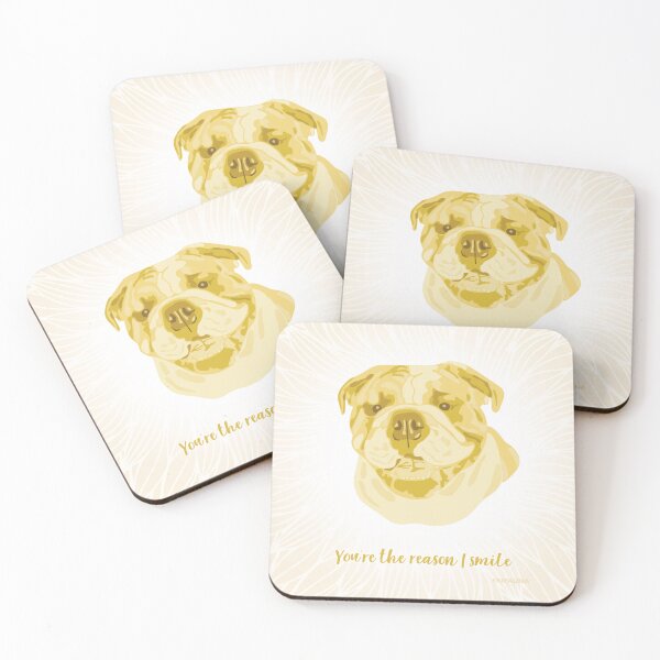 Item preview, Bulldog Inglés Cara Sonriente Amarilla y Crema "Tú eres la razón por la que sonrío" designed and sold by DuFauna.