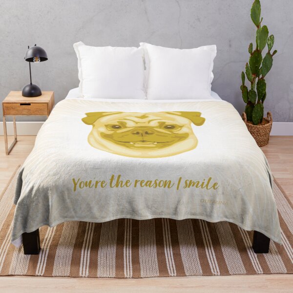 Item preview, Pug Yellow and Cream Smiling Face "You're the reason I smile" designed and sold by DuFauna.