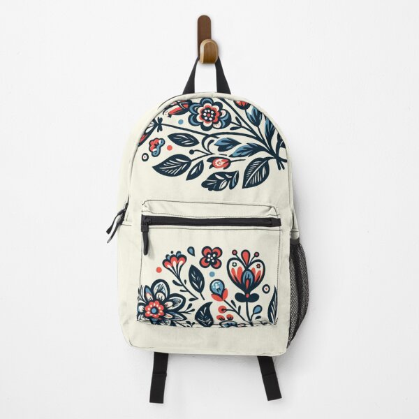 Item preview, Blue and Coral Floral Khokhloma designed and sold by AmberRoseWrites.