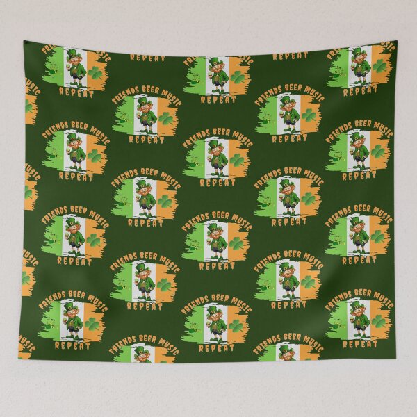 Item preview, funny Friends beer and music then repeat irish leprachaun gifts designed and sold by MCanderart.