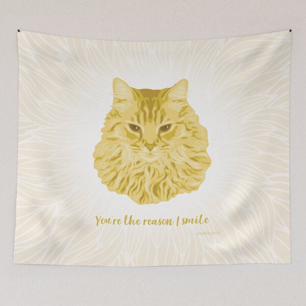 Item preview, Norwegian Forest Cat Yellow and Cream Face "You're the reason I smile" designed and sold by DuFauna.