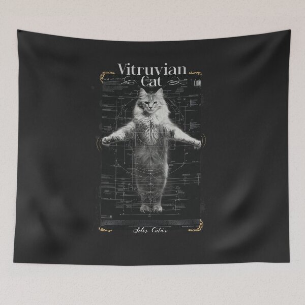 Item preview, Vitruvian Cat - Feline Elegance in Proportional Art designed and sold by Sir Meow Meow.