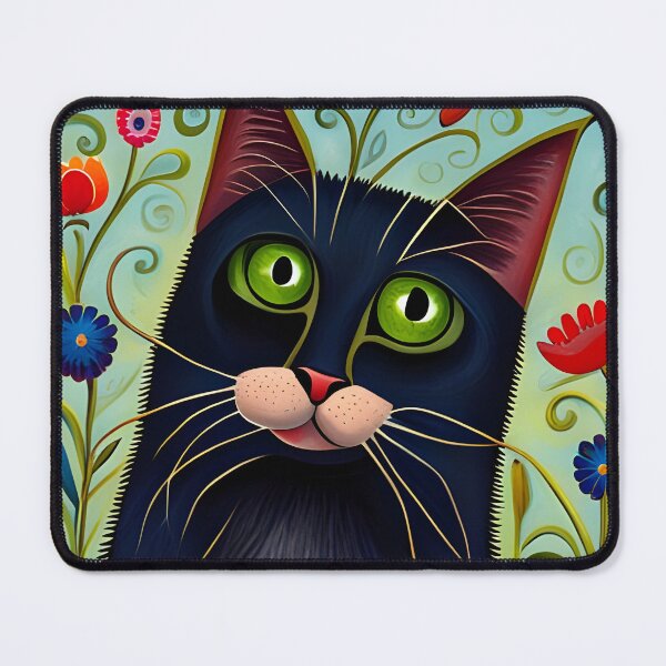 Item preview, Black Cat and Flowers designed and sold by Reclining Buddha Cat.