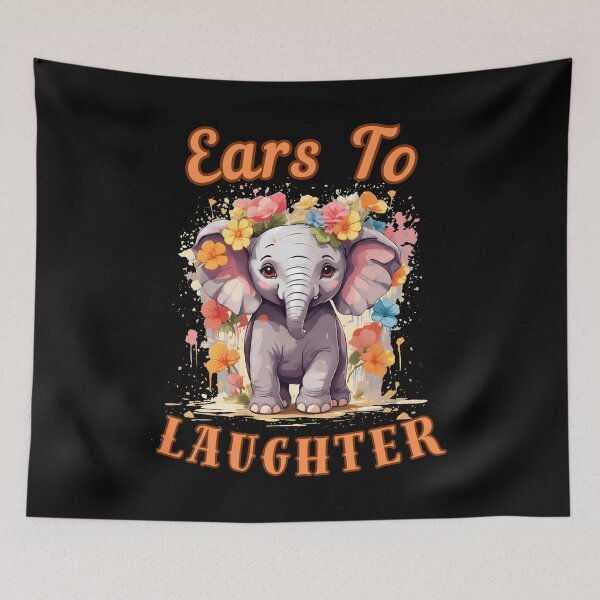 Item preview, Ears To Laughter Flower elephant designed and sold by ElephantVibes.
