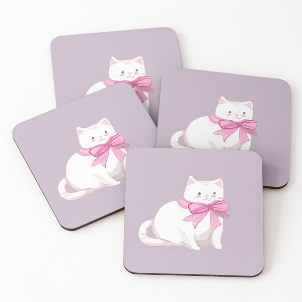Item preview, White Cat with Pink Ribbon designed and sold by violetxm.