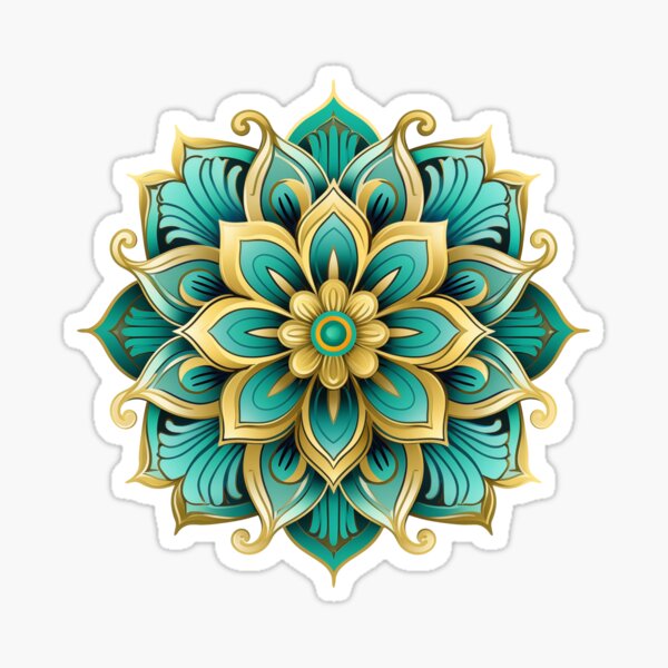 Item preview, Mandala, Art Deco Gold and Turquoise, Craftsman designed and sold by TyGuySupply.