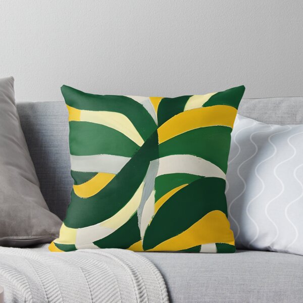 Item preview, Abstract Geometric Stripes - Green, Yellow, White. designed and sold by CushyNest.