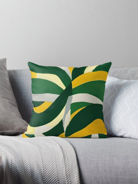 Item preview, Abstract Geometric Stripes - Green, Yellow, White. designed and sold by CushyNest.