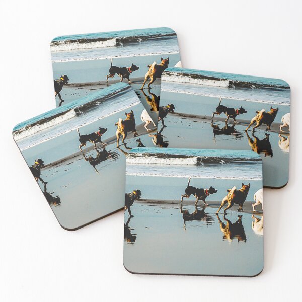 Item preview, Pack of dogs reflected while running on a Bali beach designed and sold by Michael Brewer.