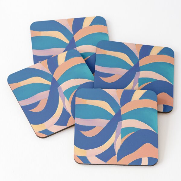 Item preview, Abstract Geometric Waves - Orange & Blue designed and sold by CushyNest.