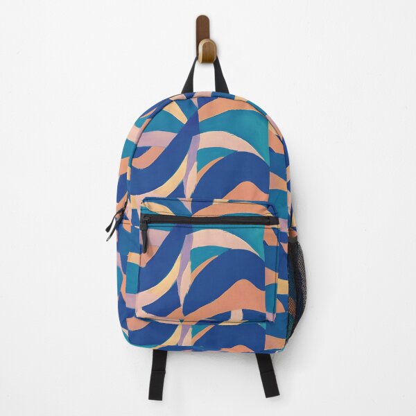 Item preview, Abstract Geometric Waves - Orange & Blue designed and sold by CushyNest.