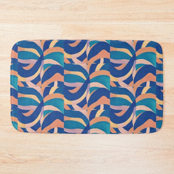 Item preview, Abstract Geometric Waves - Orange & Blue designed and sold by CushyNest.