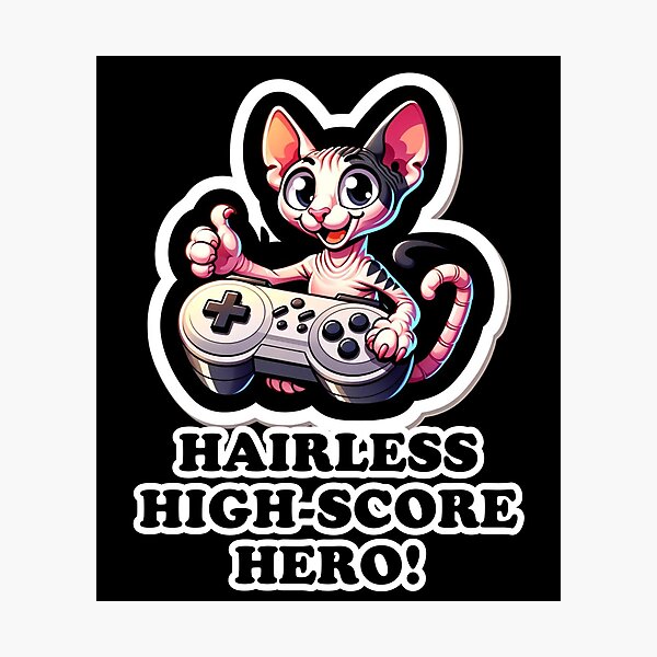Item preview, Gamer's Purr-fect Companion: Sphynx Joystick Whiz designed and sold by vk09.