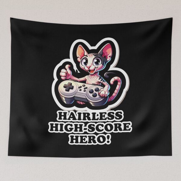 Item preview, Gamer's Purr-fect Companion: Sphynx Joystick Whiz designed and sold by vk09.