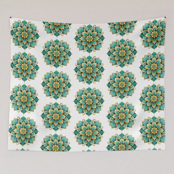 Item preview, Mandala, Art Deco Gold and Turquoise, Craftsman designed and sold by TyGuySupply.