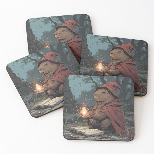 Item preview, Capybara Mage casting warming spell during his mysterious journey designed and sold by EpicFantasy.