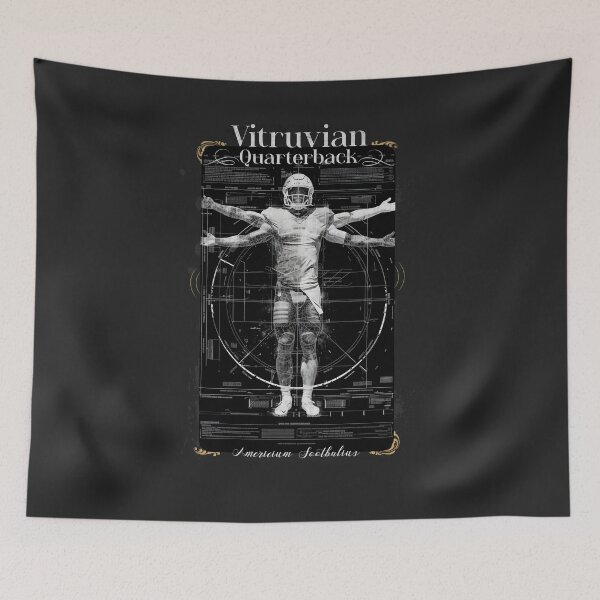 Item preview, The Vitruvian Quarterback: Perfect Proportion Football Art designed and sold by Sir Meow Meow.