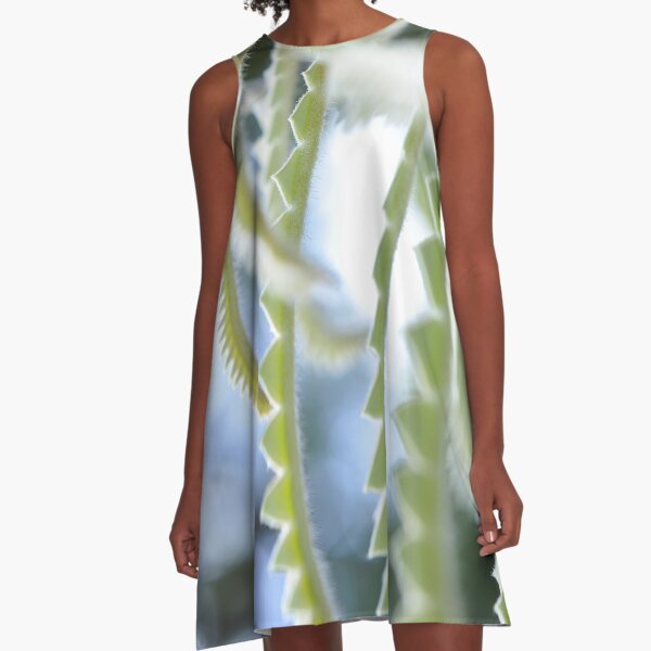 Elven City in Mint and White - Botanical Photography - Original Abstract Fine Art A-Line Dress