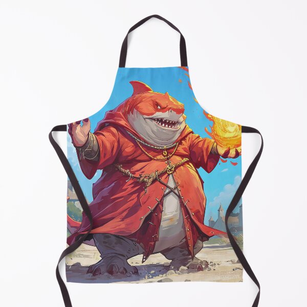 Item preview, Fat Angry Shark Mage casting fire spell in fantasy land designed and sold by EpicFantasy.