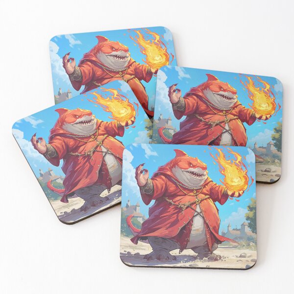 Item preview, Fat Angry Shark Mage casting fire spell in fantasy land designed and sold by EpicFantasy.