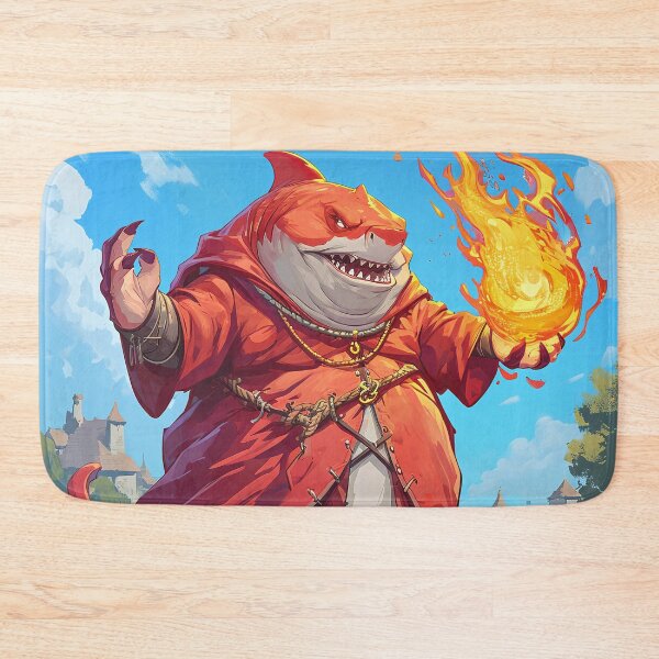 Item preview, Fat Angry Shark Mage casting fire spell in fantasy land designed and sold by EpicFantasy.