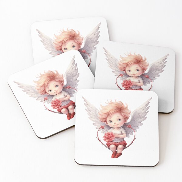 Aperçu de l'œuvre Illustration aquarelle de bébé ange Saint Valentin créée et vendue par Createya.