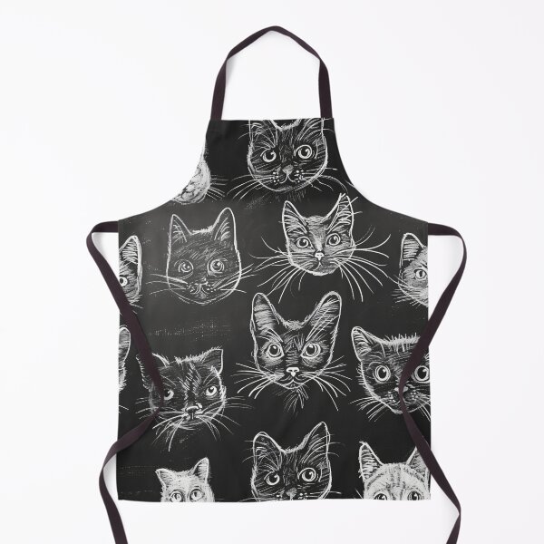 Item preview, Chalkboard Whiskers: Monochrome Cat Sketches Pattern designed and sold by Sir Meow Meow.