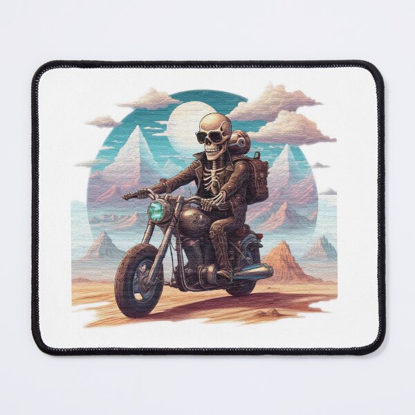 Item preview, skeleton with sunglasses riding a motorcycle in the desert designed and sold by jnsmerchstore.
