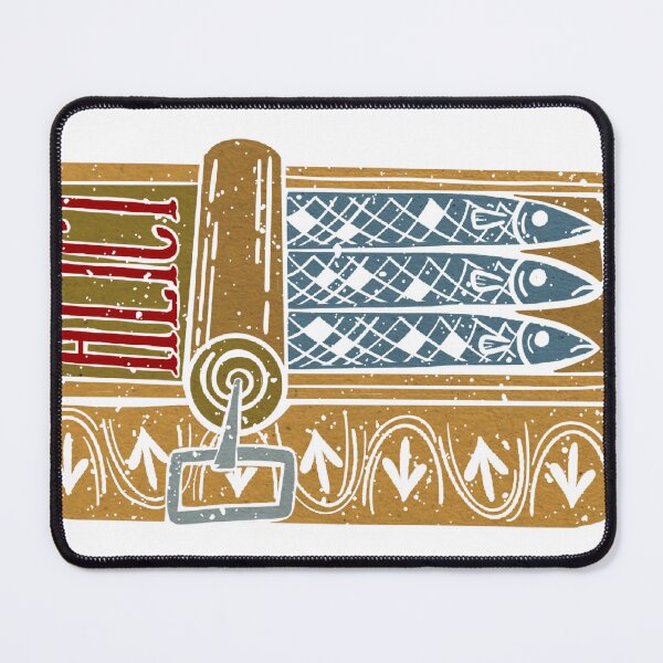 Item preview, Folk Art Wood Block Print Tinned Fish Design designed and sold by Speckled-Bee.