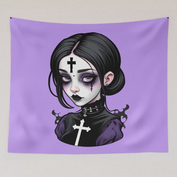 Item preview, Goth Girl - White Cross Nun - Maid Woman Portrait designed and sold by MadnessEnvelope.