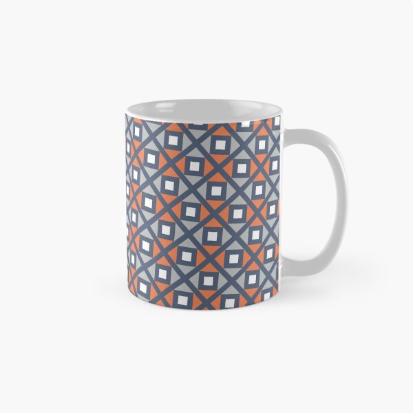 Item preview, Blue Orange Grey Squares & Triangles Infinite Endless Pattern designed and sold by Alchemy-A-La-G.