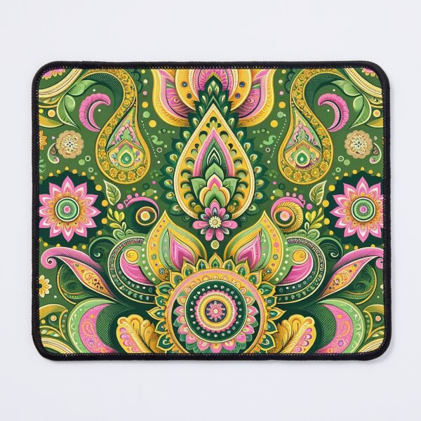 Item preview, Green-hued indian paisley designed and sold by saqui-com.