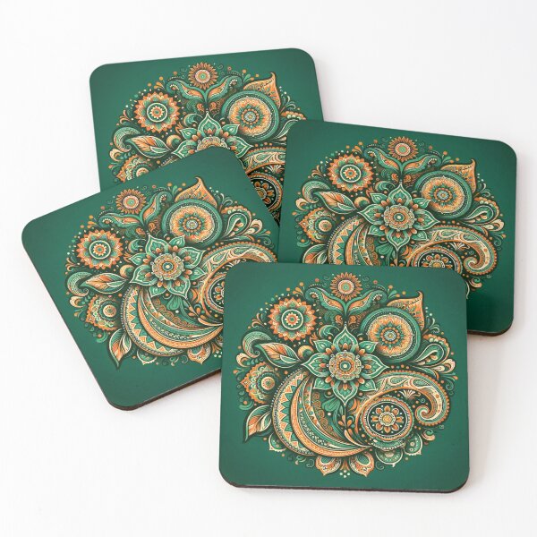 Item preview, Green-hued Indian paisley designed and sold by saqui-com.