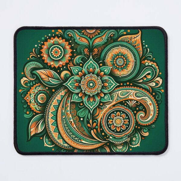 Item preview, Green-hued Indian paisley designed and sold by saqui-com.