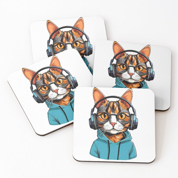 Item preview, Tortuga gato usa auriculares designed and sold by KorArtStudio.