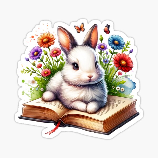 Item preview, Baby Rabbit Lying On An Open Book designed and sold by SnookFish.