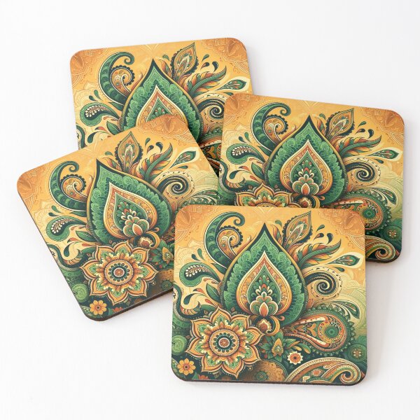 Item preview, Green-hued Indian paisley designed and sold by saqui-com.
