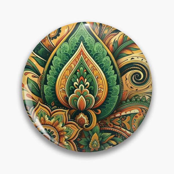 Item preview, Green-hued Indian paisley designed and sold by saqui-com.