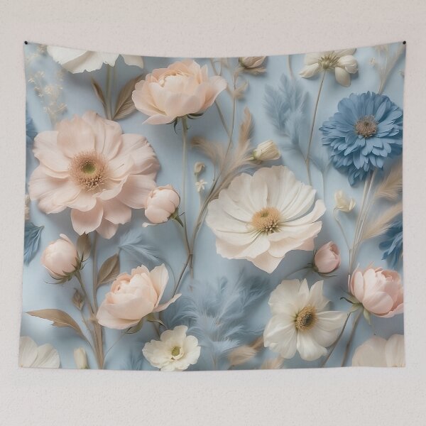 Item preview, Dried Flowers Art- Blue, Peach and Cream designed and sold by Witsprings.