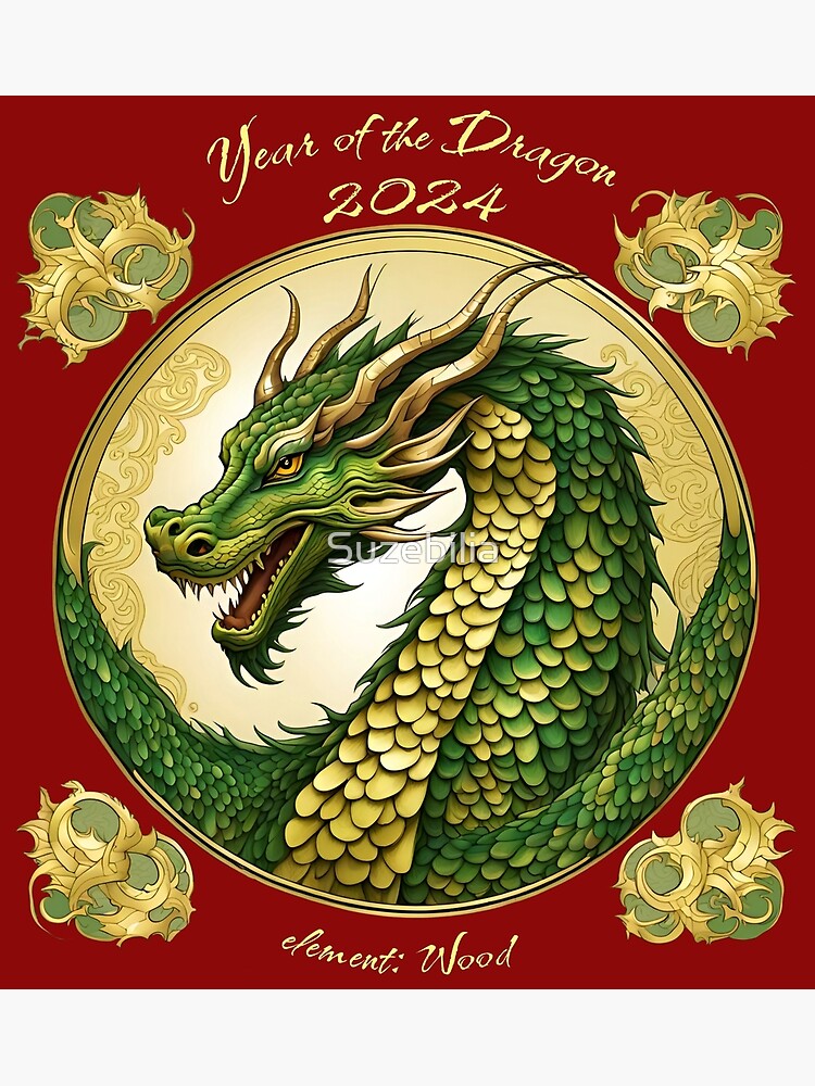 Thumbnail 2 of 2, Greeting Card, 2024 Year of the Dragon designed and sold by Suzebilia.