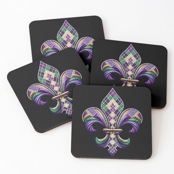 Item preview, New Orleans Mardi Gras Argyle Fleur De Lis designed and sold by darkskydelights.