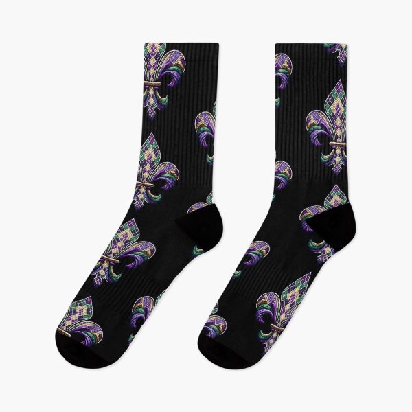 Item preview, New Orleans Mardi Gras Argyle Fleur De Lis designed and sold by darkskydelights.