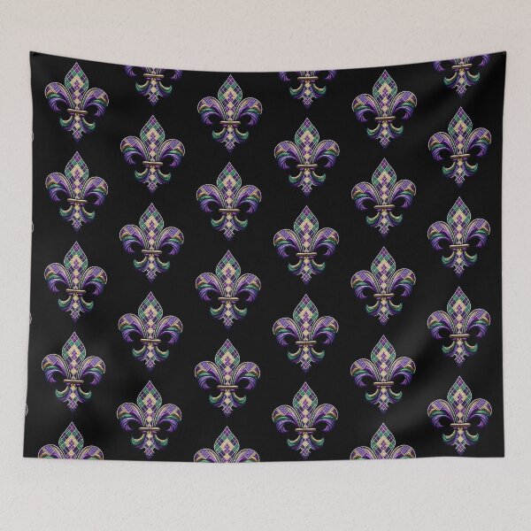 Item preview, New Orleans Mardi Gras Argyle Fleur De Lis designed and sold by darkskydelights.
