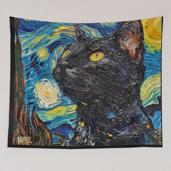 Item preview, Starry night Cat Van gogh Inspired Painting designed and sold by Vangoholic.