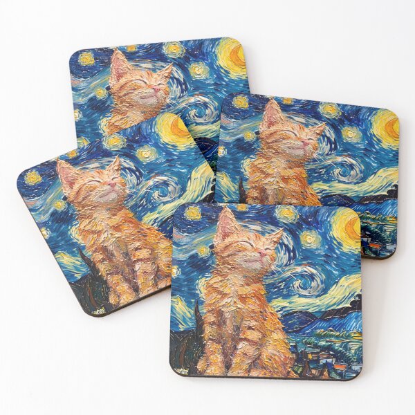 Item preview, Starry night Cat Van gogh Inspired Painting designed and sold by Vangoholic.
