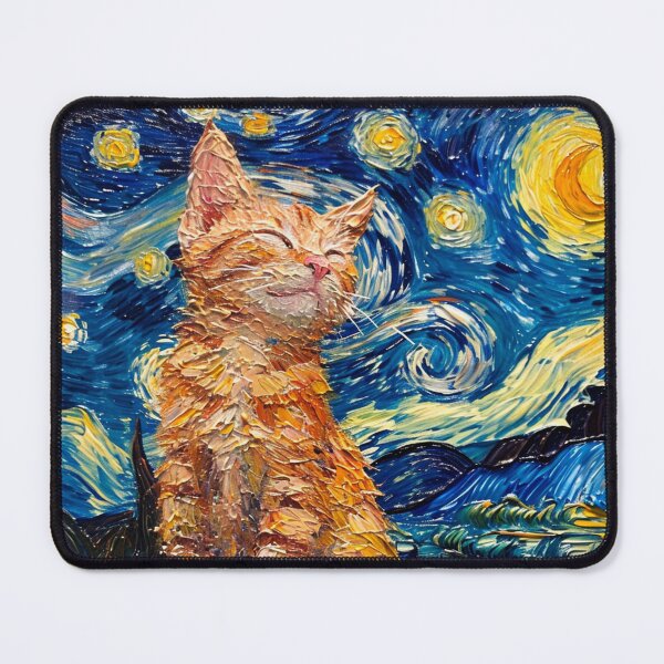 Artikelvorschau, Sternennacht Katze Van Gogh inspiriertes Gemälde entworfen und verkauft von Vangoholic.