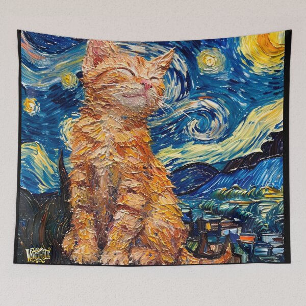 Item preview, Starry night Cat Van gogh Inspired Painting designed and sold by Vangoholic.