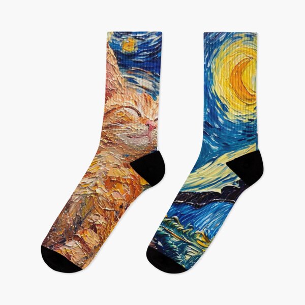 Item preview, Starry night Cat Van gogh Inspired Painting designed and sold by Vangoholic.