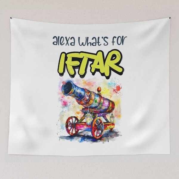 Item preview, Unlock a cascade of laughter with our 'Alexa, What's for Iftar?' Funny Meme- مدفع رمضان designed and sold by FUNqoosh.