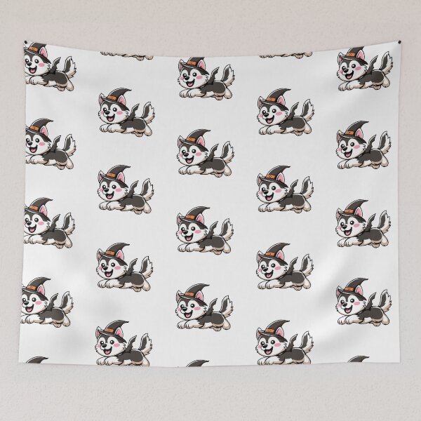 Item preview, Pomsky cute little dog halloween theme with witch hat designed and sold by Meowanime99.